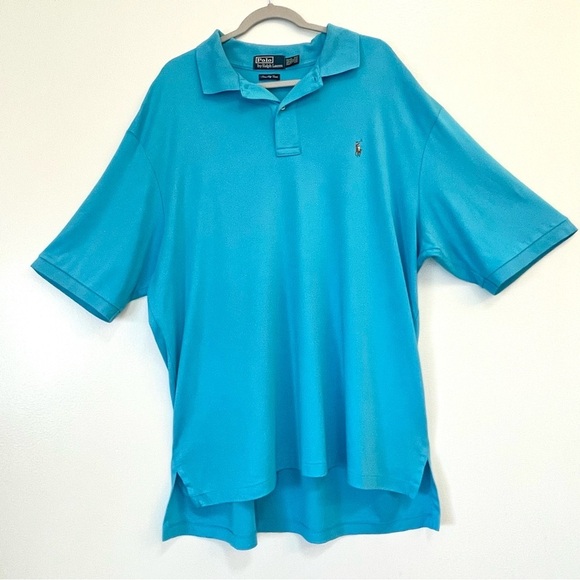 Polo Ralph Lauren Men’s 2XLT Tall Pima Cotton Polo Aqua Blue - Picture 2 of 14